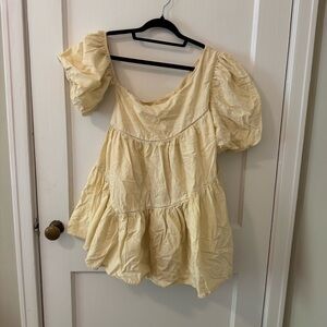 Showpo Yellow Ruffled Dress with Short Sleeves